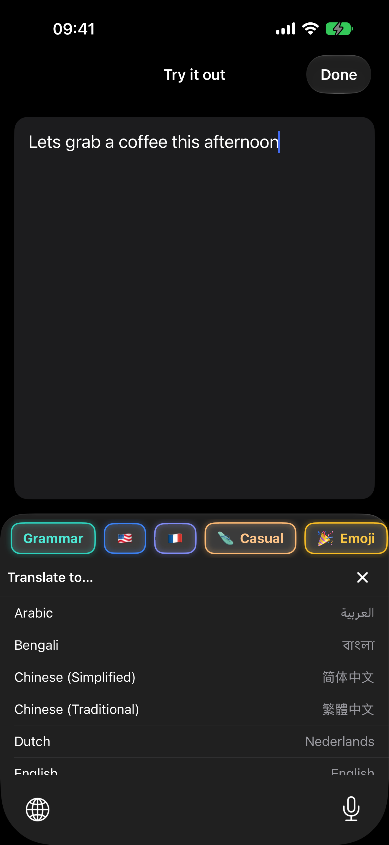 TidyType translation language picker