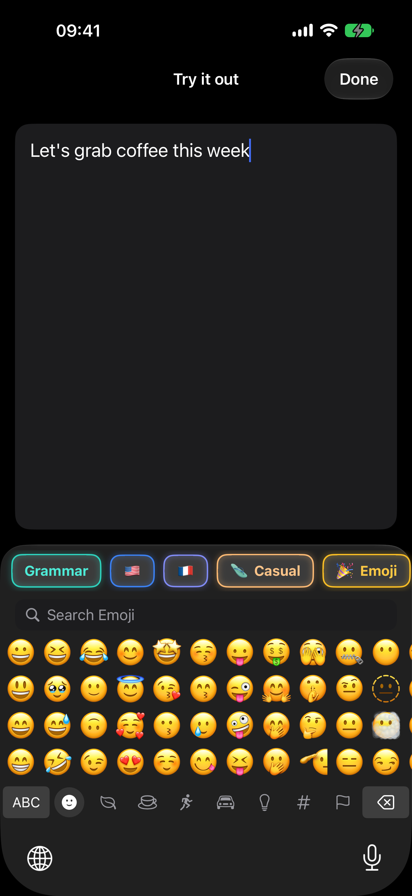 Emoji keyboard in TidyType for iPhone