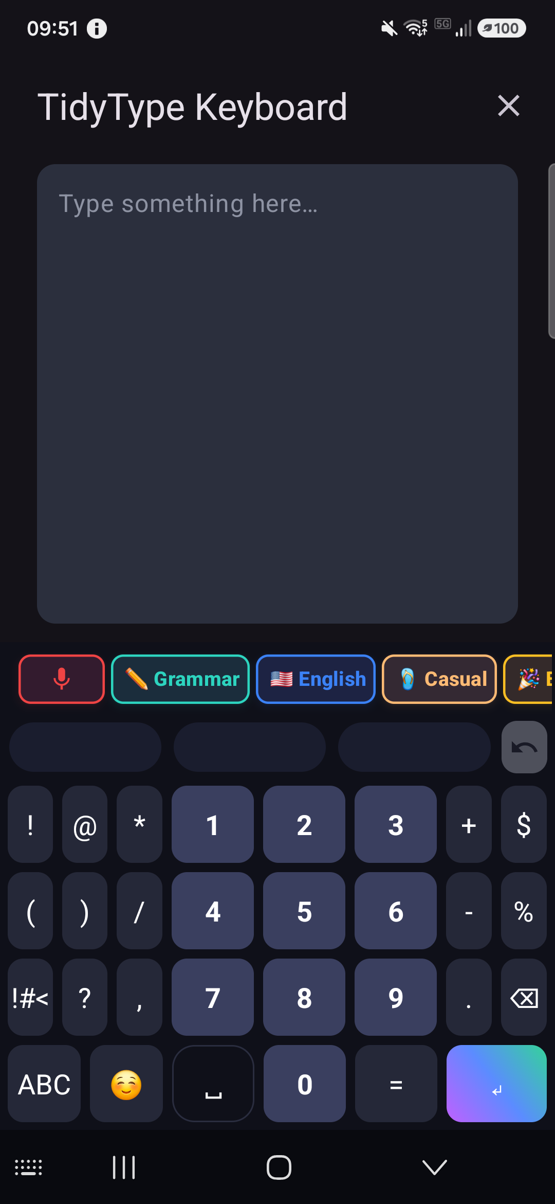The numbers and symbols keyboard layout