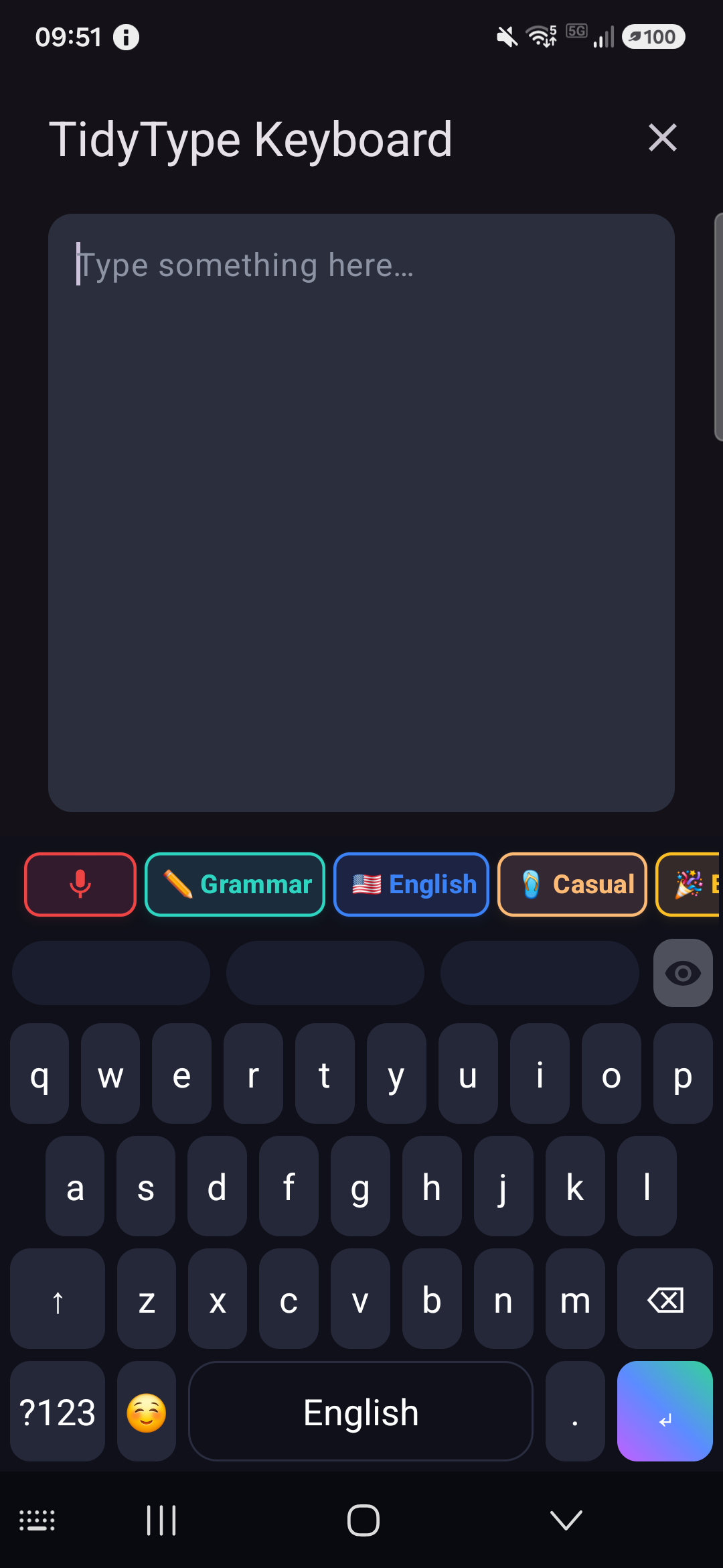 Long-press Undo to switch to Preview mode — the key shows an eye
